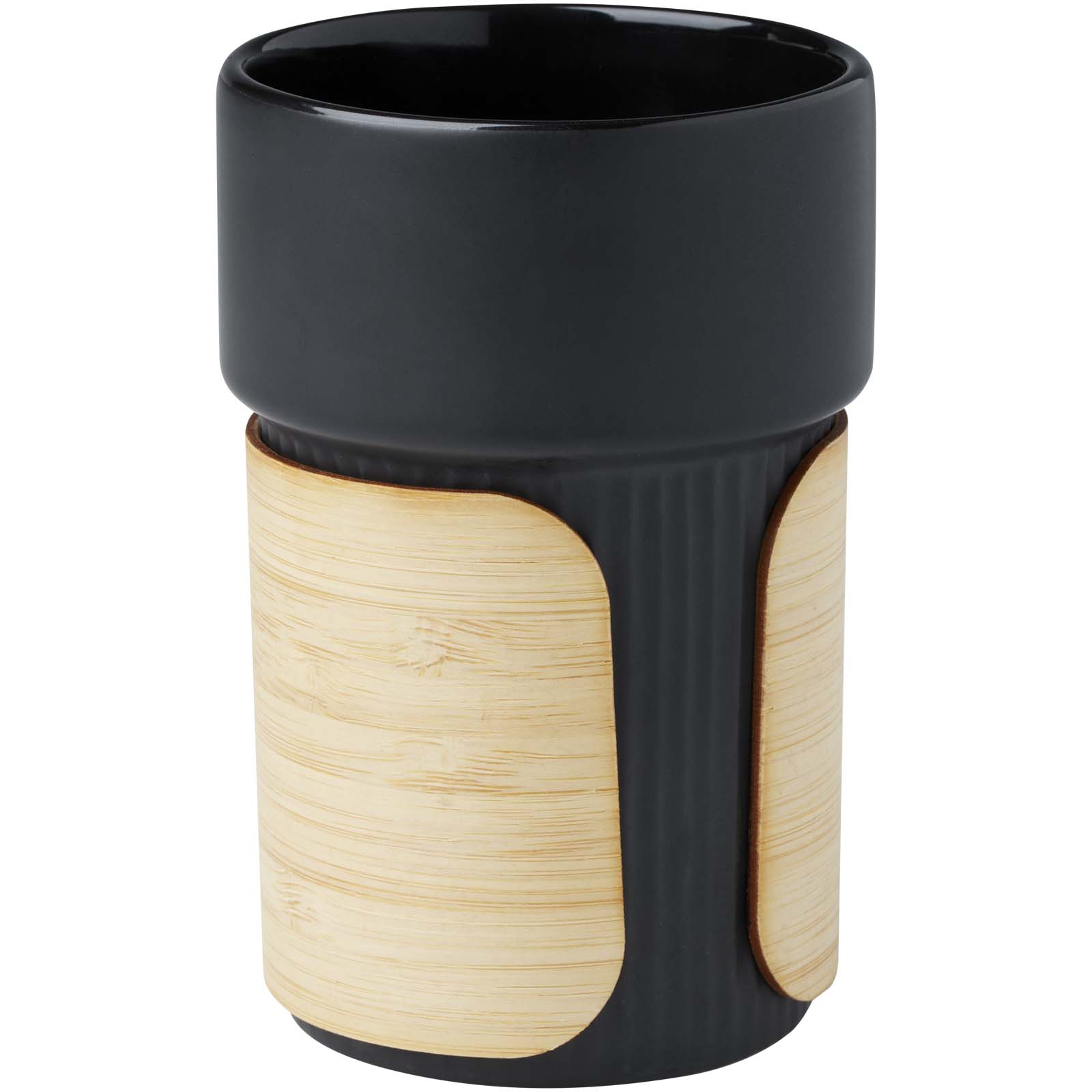 Fika 340 ml krūze ar bambusa apvalku, Melns