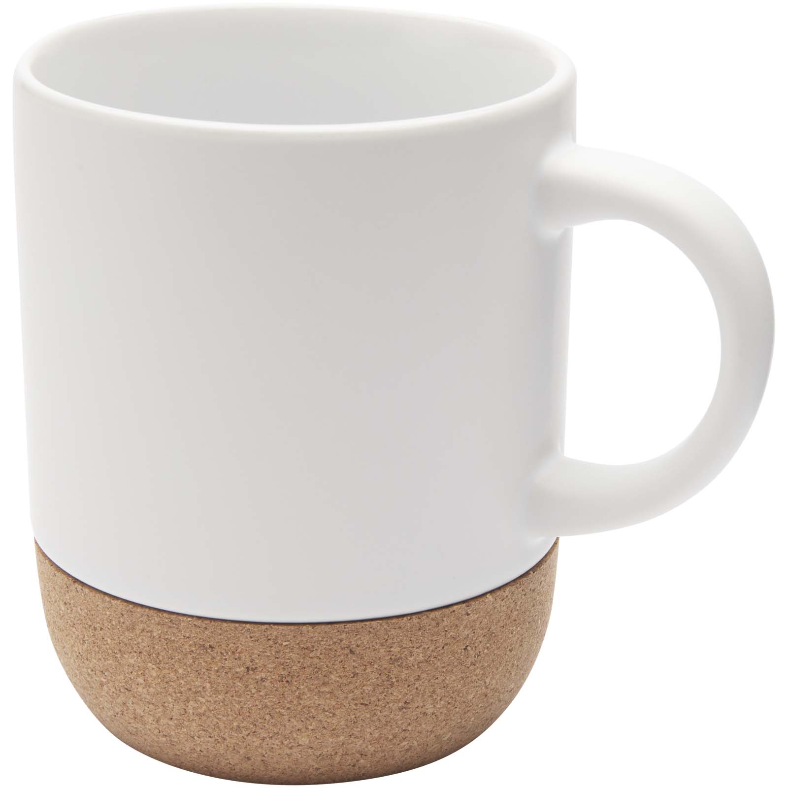 Billie 300 ml keramikas sublimācijas krūze ar korķa detaļām, Balta