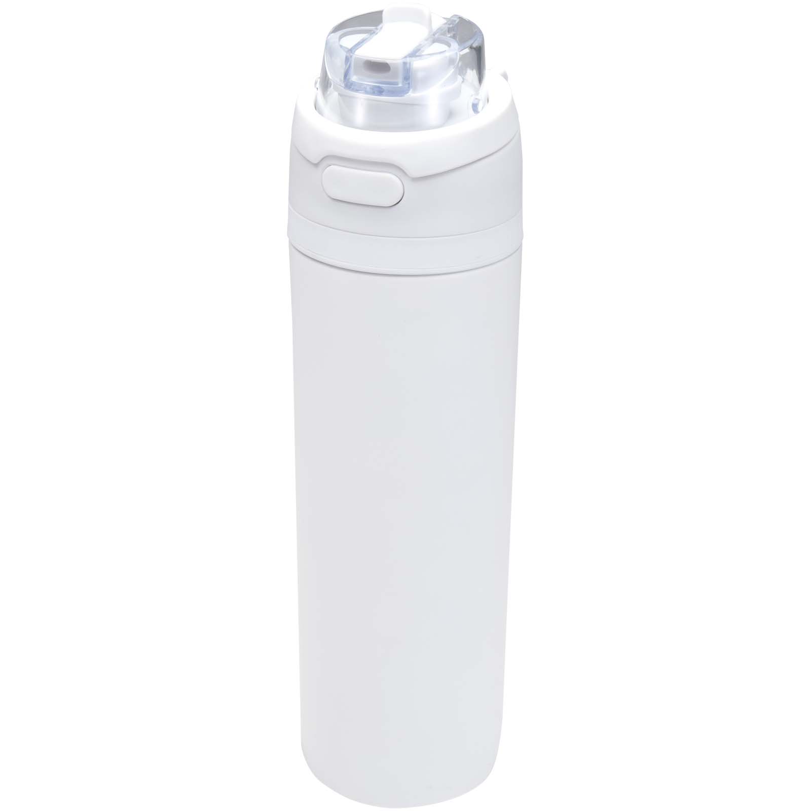 Theron 800 ml RCS sertificēta pārstrādāta nerūsējošā tērauda vienslāņa ūdens pudele ar divfunkciju vāciņu, Balta