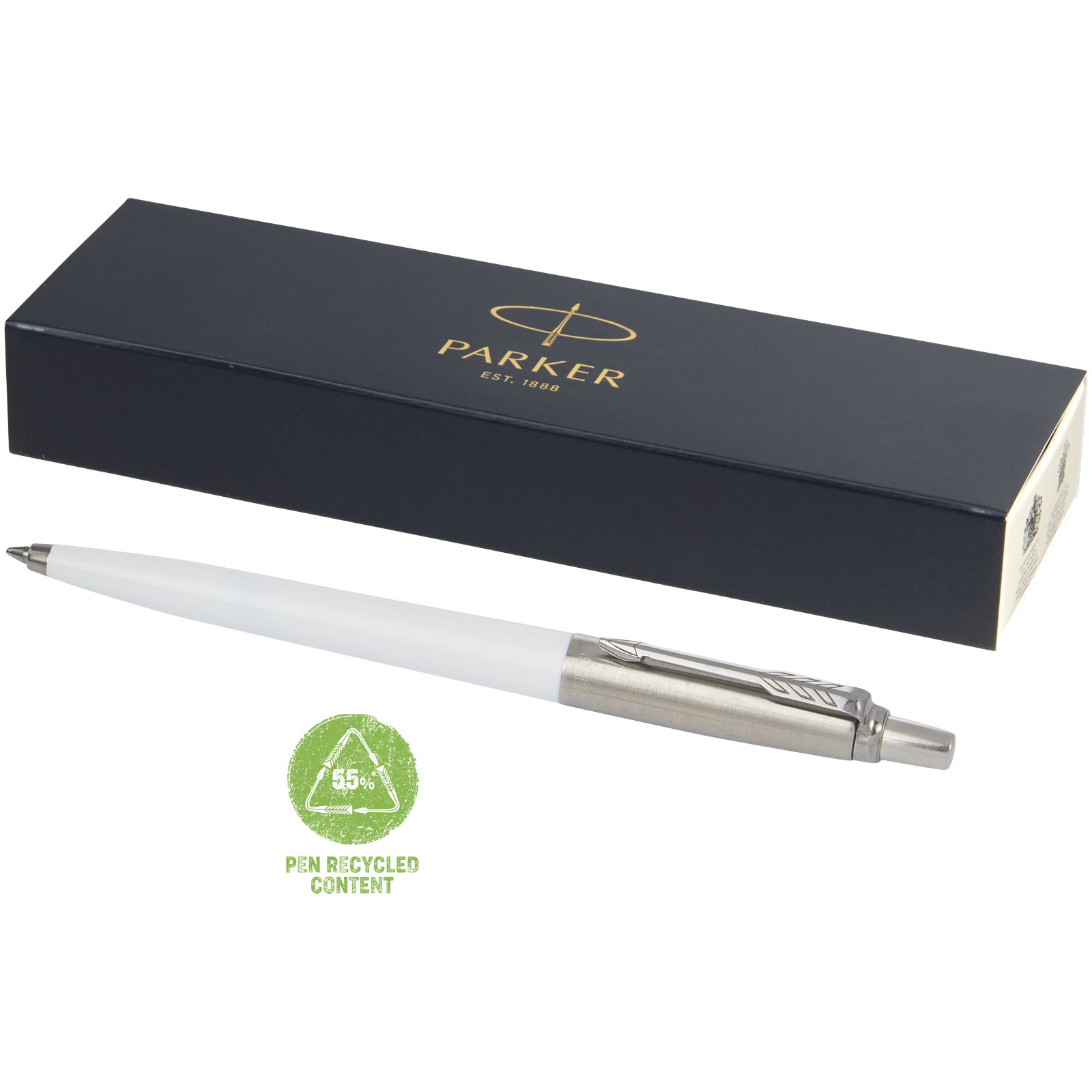 Parker Jotter Recycled lodīšu pildspalva (zila tinte), Balta