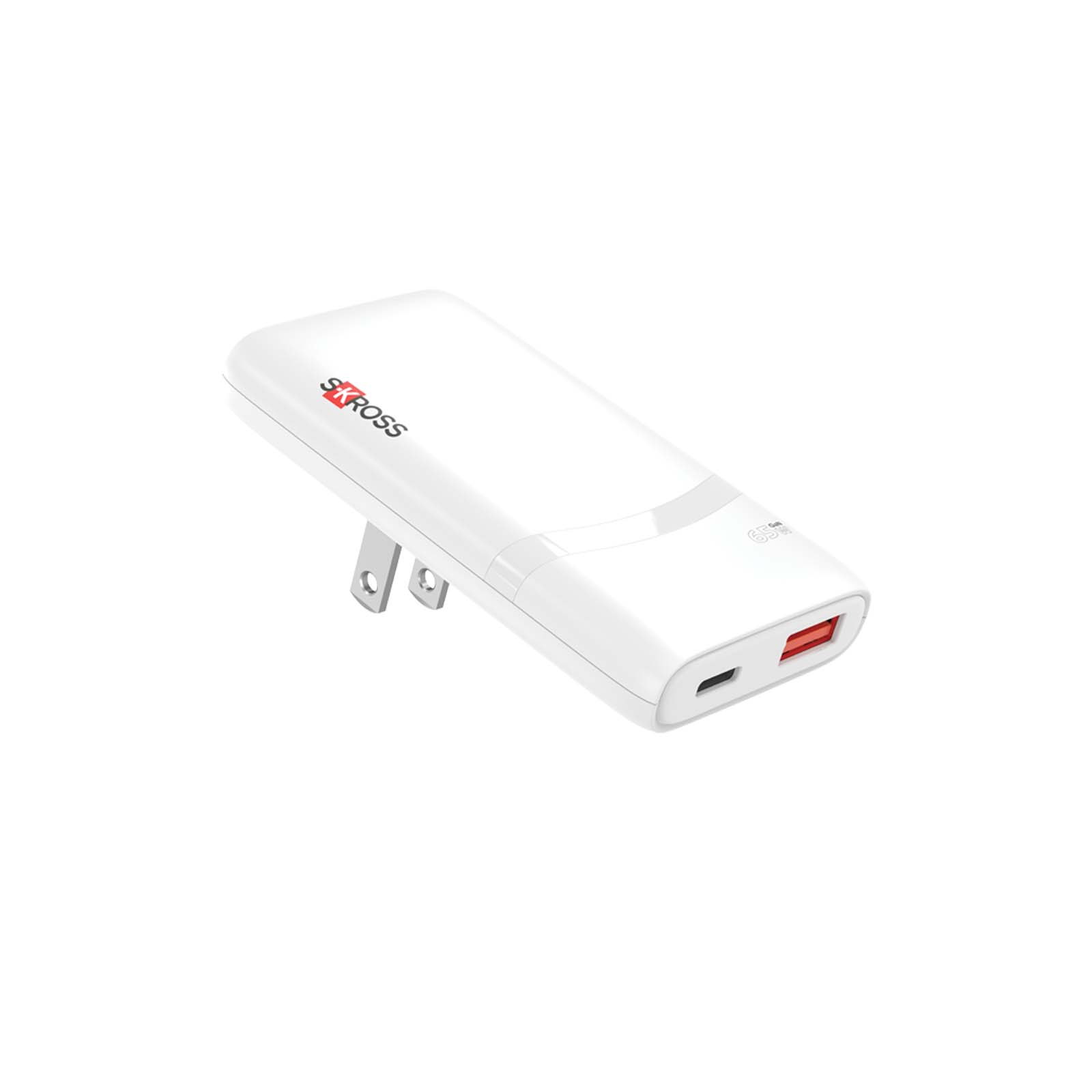 SKROSS® Klip Slim 65W lādētājs ar maināmām kontaktdakšām, Balta