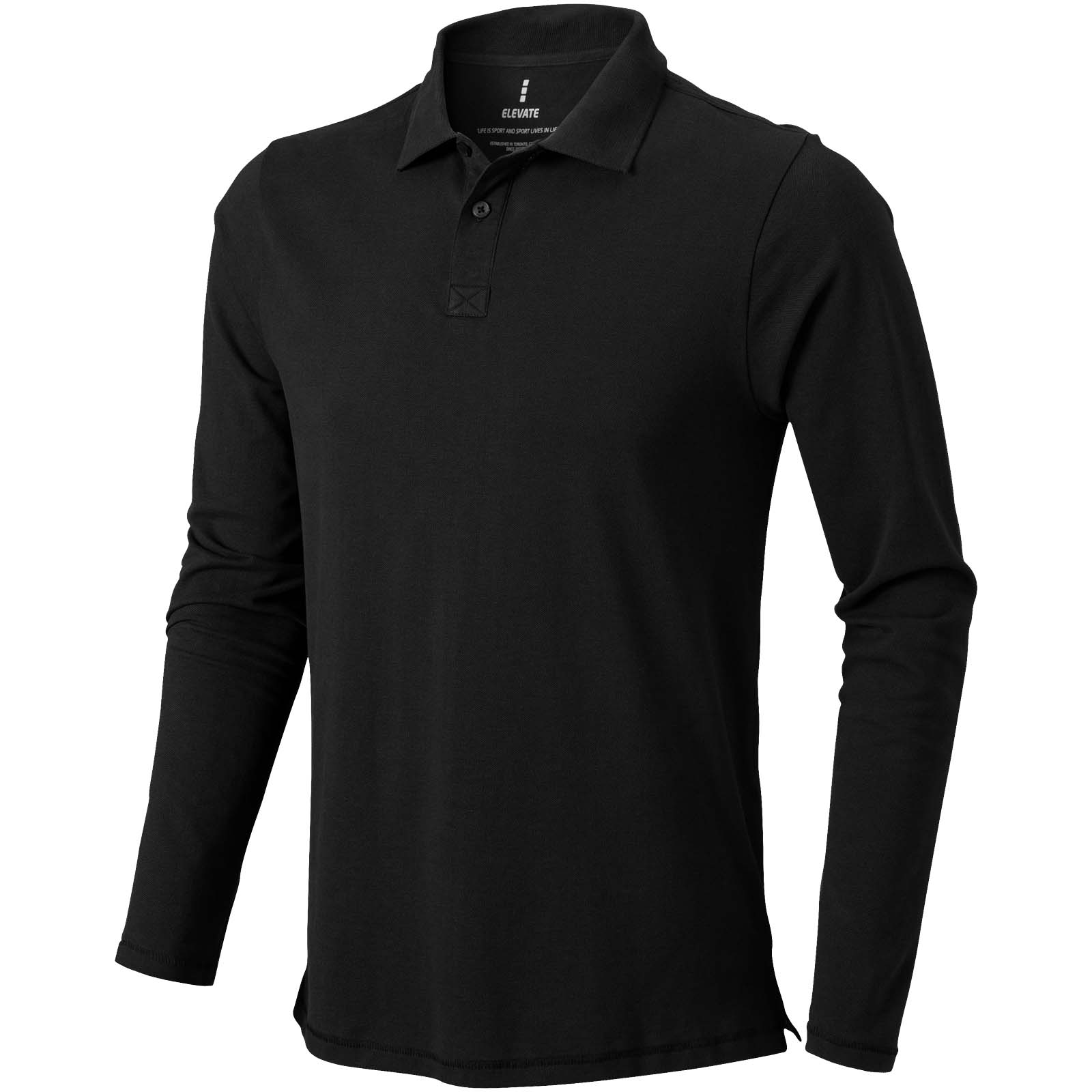 Calgary 180 g/m² vīriešu polo krekls ar garām piedurknēm, Melns