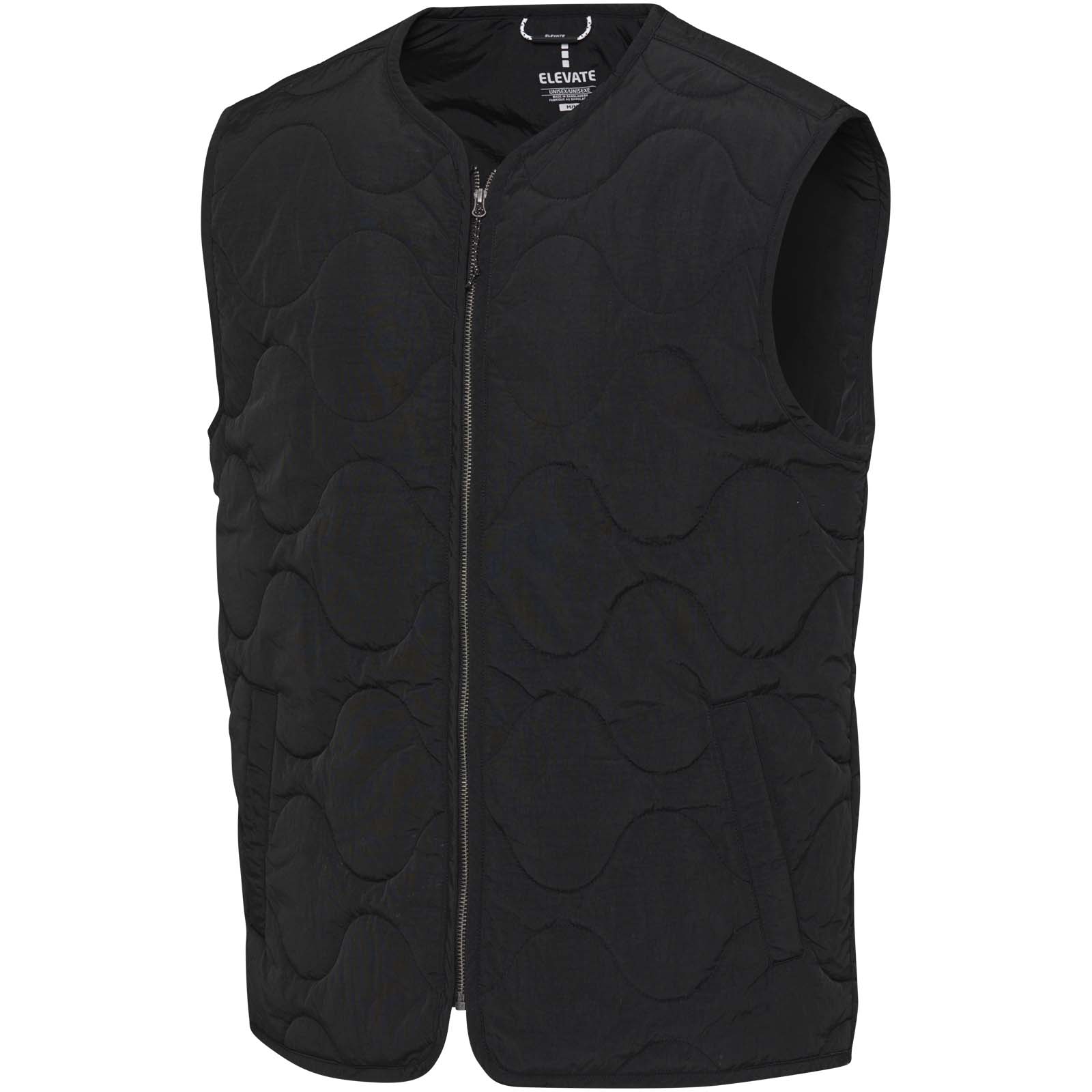 Quartz GRS pārstrādāta unisex stepētā veste, Melns