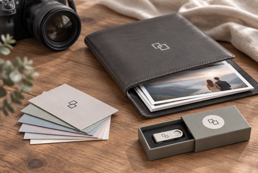 Fotogrāfa vizītkartes, USB kastītes un foto mapes: ceļvedis