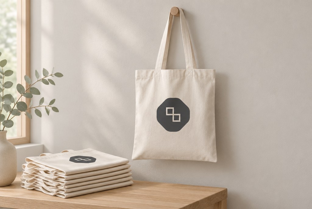 Cotton tote bag with single-colour logo print, long handles